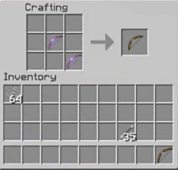 how to repair a bow in minecraft with a crafting table